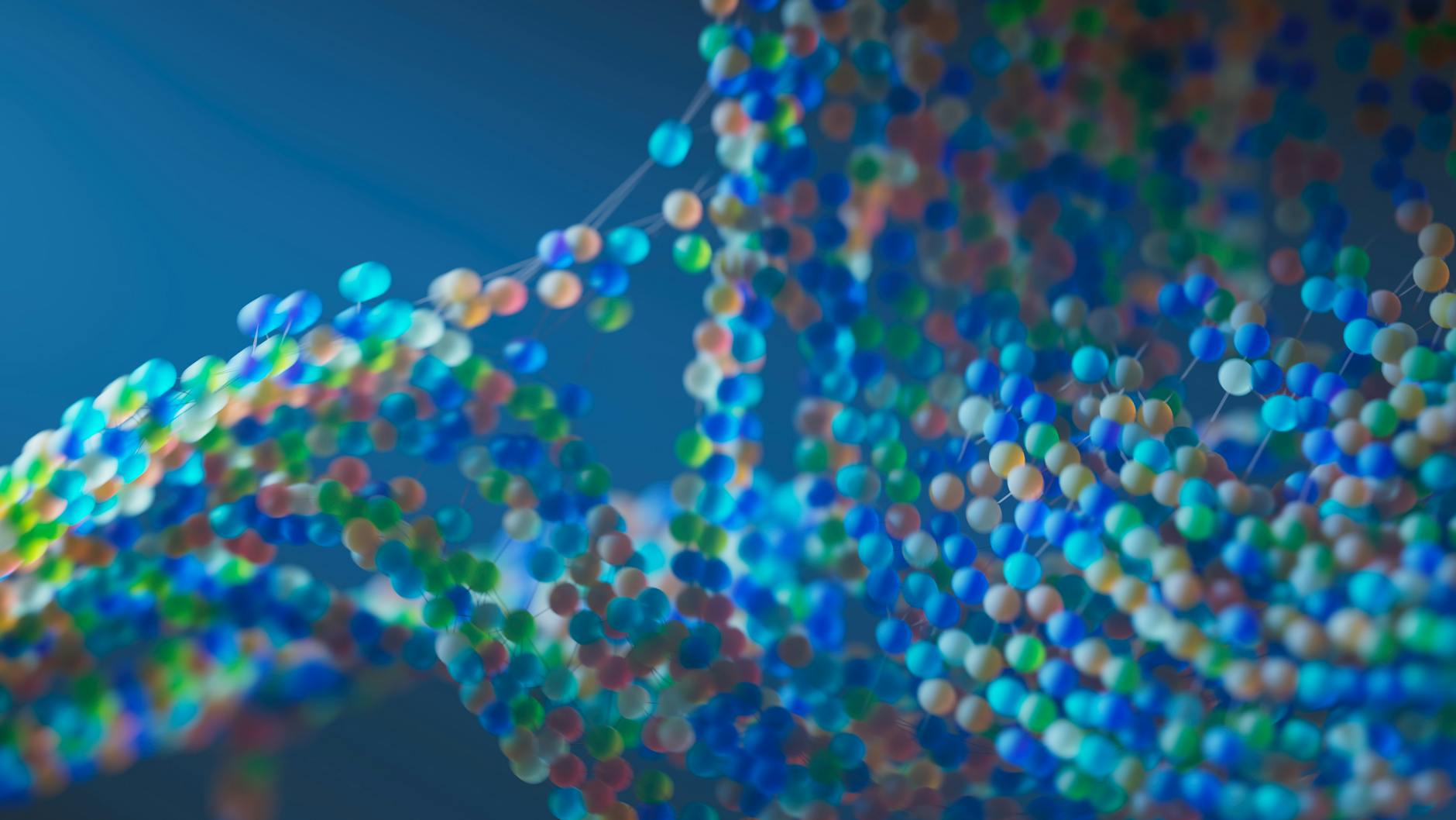 Kolorowy model cząsteczki z połączonymi kulkami przedstawiający wiązania